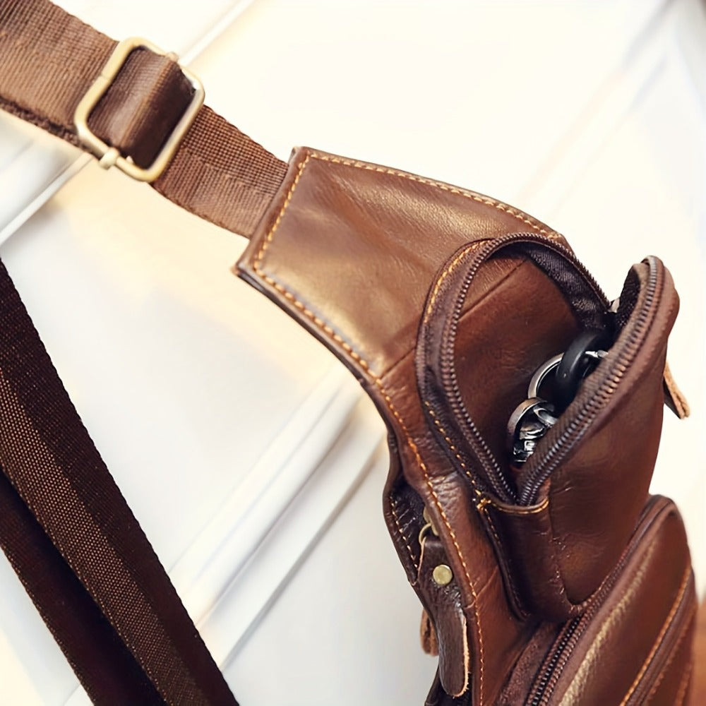 Sling Bag – for Travel, Leather Sling Vintage Chest Pack | Bag Vero – detail view 8