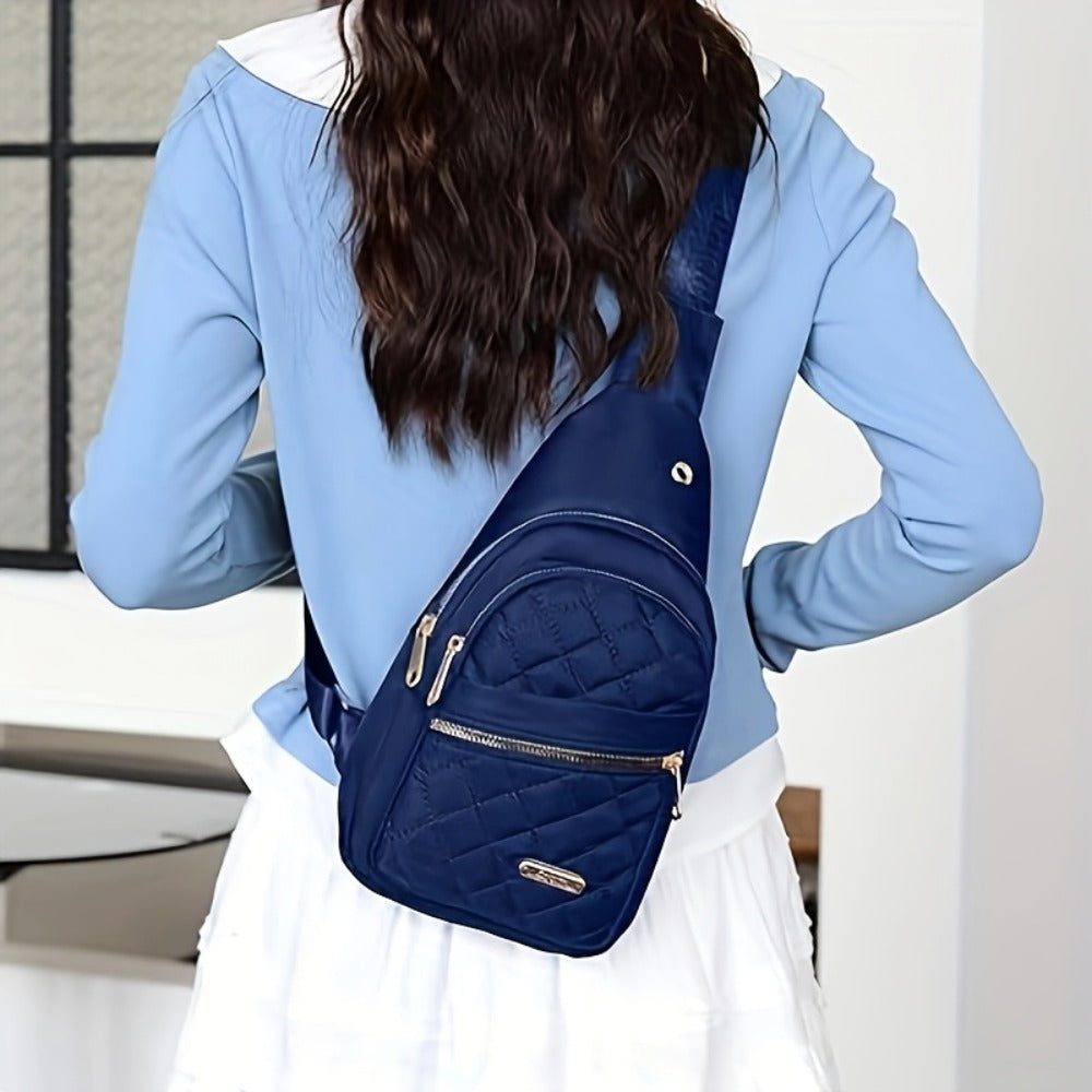 Introducing a New Women'S Fashion Chest Bag, Which Can Also Be Used As a Shoulder Or Messenger Bag. It Features a Diamond Pattern, an Adjustable Shoulder Strap, And a Zipper Design. This Bag Is Perfect for Convenient Travel