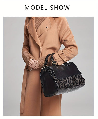 [Genuine Leather Bag] Head Layer Cowhide Women's Bag, Genuine Leather Women's Bag, Hand-Held Pillow Bag, Boston Women's Bag, Fashionable Single Shoulder Crossbody Women's Bag