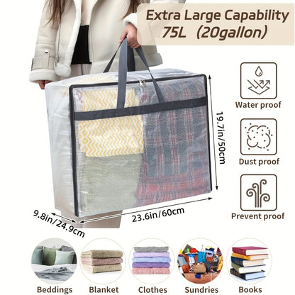 TOMNK 4/8 Pack Comforter Storage Bags, 19.81gal Extra Large Storage Bags, Clear Storage Bags with Zipper, 23.6*20*10in, Moving Bags, Storage Bags for Clothes, Blankets, Comforter, Pillows And Other Daily Products