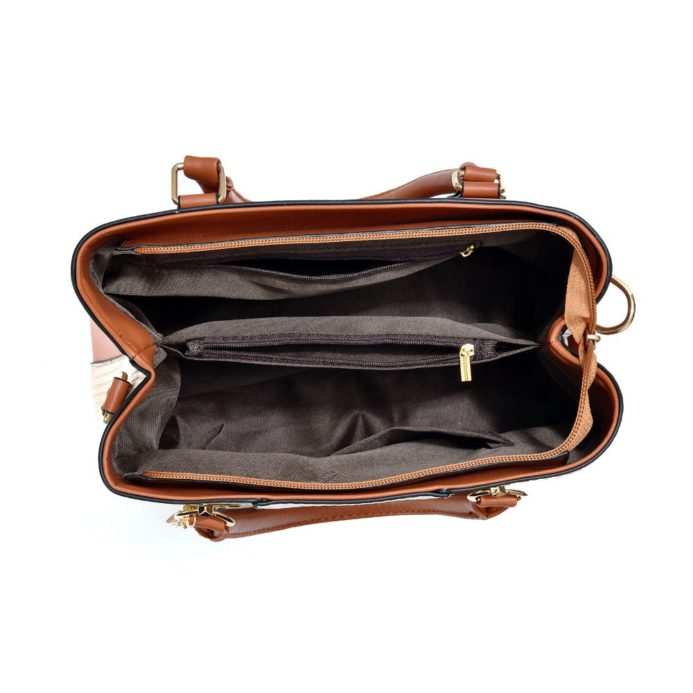 New Colorblock Large Capacity Women's Handbag, Stylish Commuter Tote And Shoulder Crossbody Bag, Perfect Mom Bag