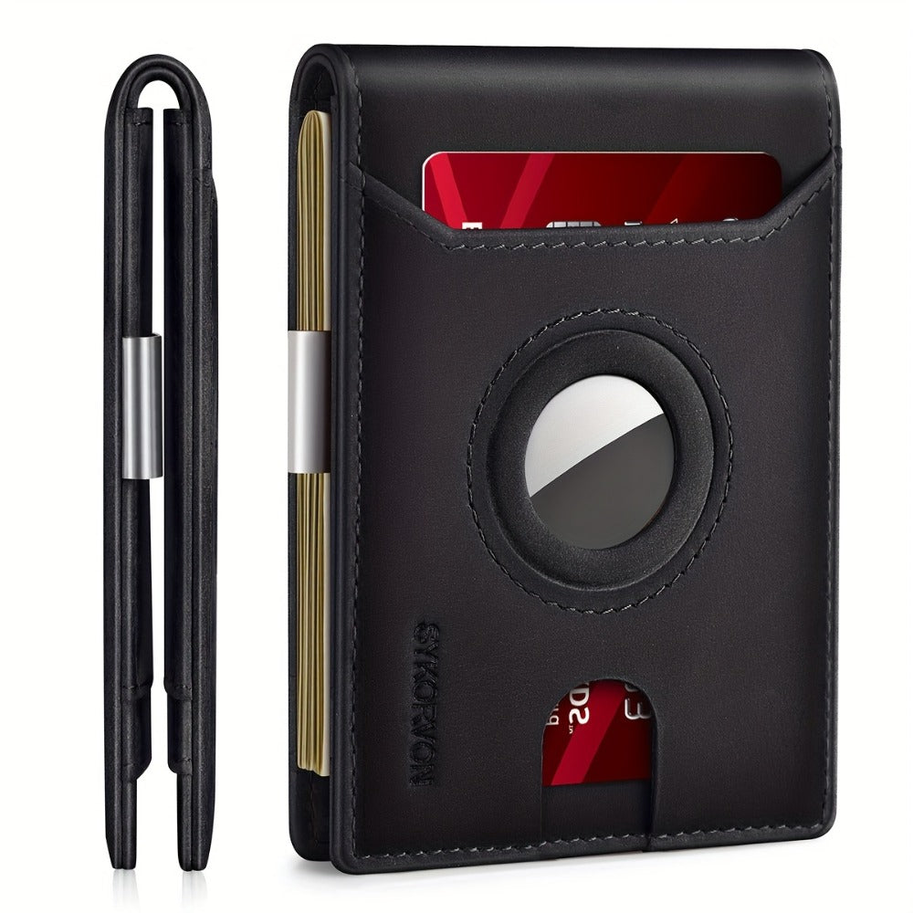AirTag Wallet for Mens, RFID Blocking Wallet with Money Clip Credit Card Holder Bifold Wallet with Elegant Packaging, Sentimental Wallet Gift for Dad
