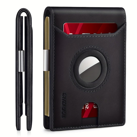 AirTag Wallet for Mens, RFID Blocking Wallet with Money Clip Credit Card Holder Bifold Wallet with Elegant Packaging, Sentimental Wallet Gift for Dad