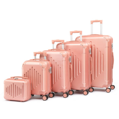 5pcs Luggage with Corner Protectors, 12/ 16/ 20/ 24/ 28-Inch, Durable Hard Shell, 360 Spinner Wheels, with TSA Lock, Multifunctional Large Capacity, Lightweight Travel Suitcase