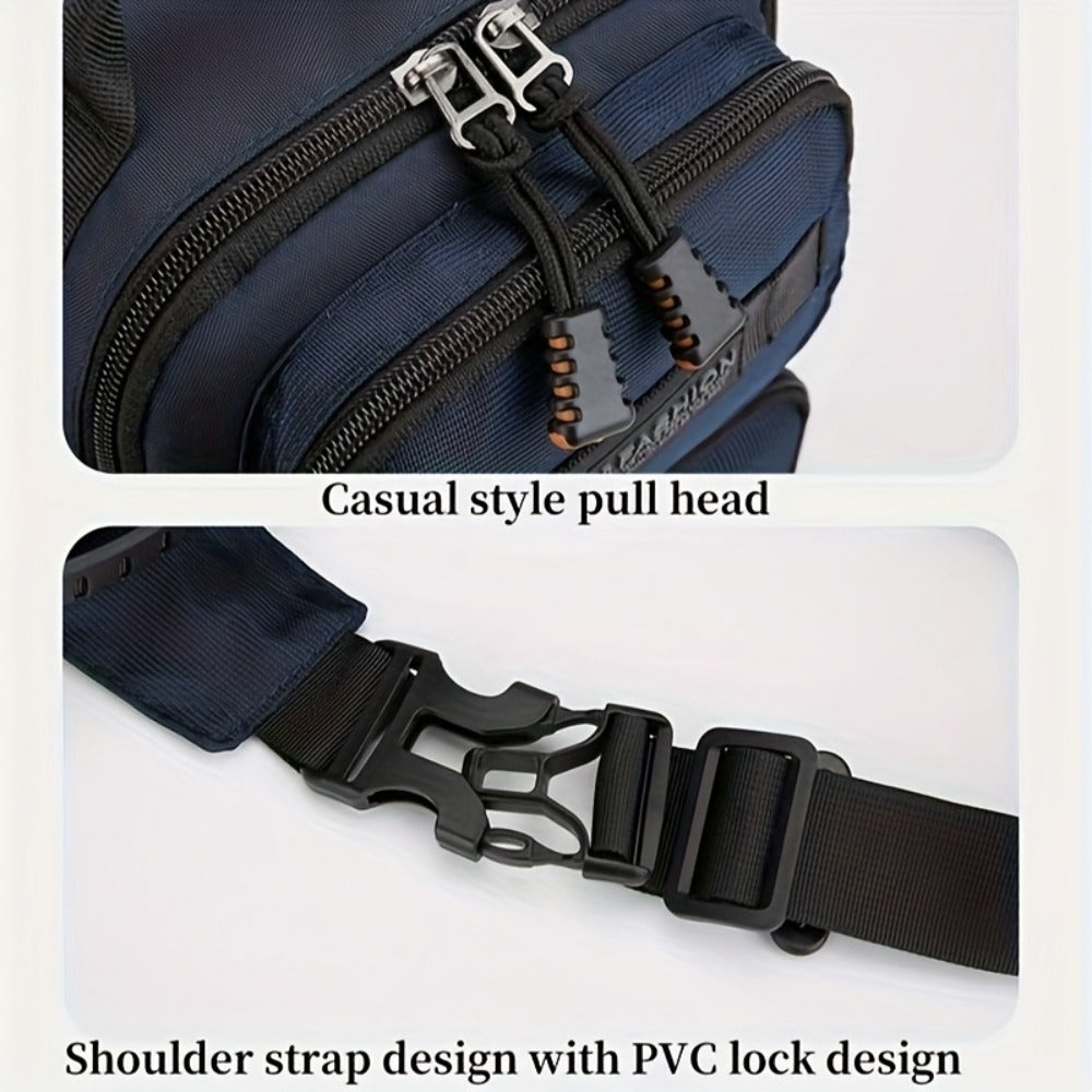 Men's Retro Belt Bag with Multi-Pocket & Anime Striped Strap - Durable Waist Pack Suitable for Commuting, Cycling, Outdoor - Wear-Resistant Hands-Free Waist Bag ()