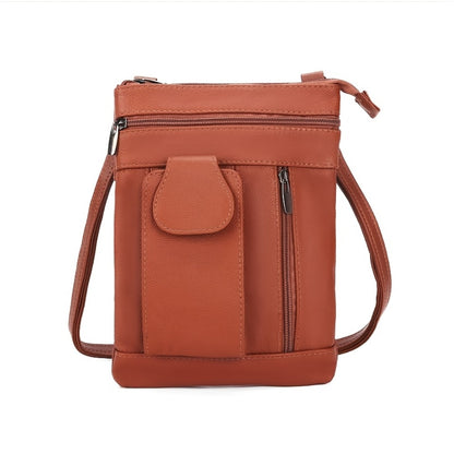 Genuine Leather Women'S Crossbody Bag with Adjustable Strap & Zipper Closure - Large Capacity Multi-Compartment Purse, Polyester Lined, Edge Painted - Stylish Everyday Gift in Red/Blue/Purple/Black, Versatile Travel Purse, Durable Stitched Detail