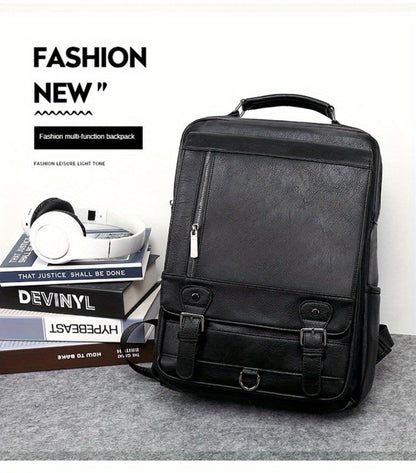 Retro PU Backpack With USB Function, And Stylish Casual Backpack, Suitable For Commuting And Office, Can Accommodate 15.6-inch Laptops