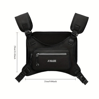 Unisex Reflective Chest Bag for High Performance, Adjustable Straps for Workouts, Walking, Hiking, Running, And Cycling. Lightweight Backpack with Reflective Back (Black) for Boyfriends