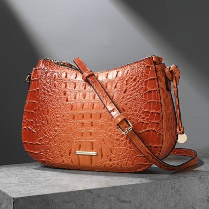Women' Vintage Crocodile Crossbody Bag Suitable for, & Travel - Handbag with Adjustable Strap, Zipper Closure, Spacious Retro Purse in /, Detachable Shoulder Strap & Textured Crocodile Pattern