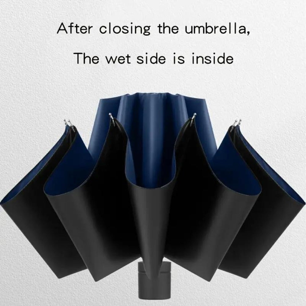 Extra Large Windproof Umbrella with 12-Rib Double-Sided UV Protection - Manual Open, Durable Iron Frame & Silicone Handle, Sleek Black Compact Foldable Design for Family, Outdoor, Commuting Use