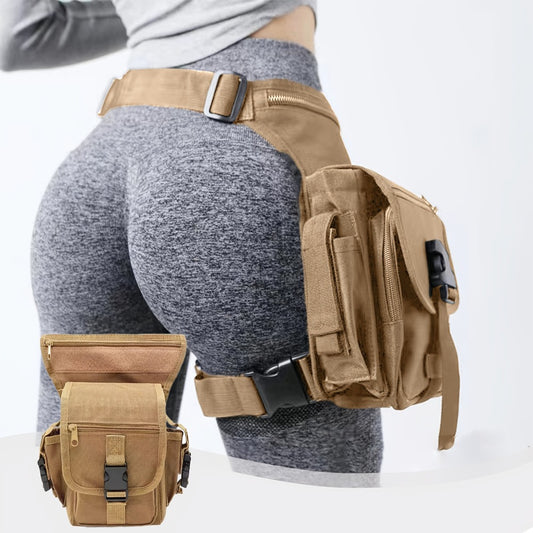 1x Multifunctional Cycling Outdoor Leg Bag - Oxford High Quality 9000D Fabric Tactical Waist Bag with Multilayer Pockets Adjustable Elastic Straps Quick Access for Outdoor Use (Black/Army Green/Khaki, 30x15x13cm/11.8x5.9x5.1in)