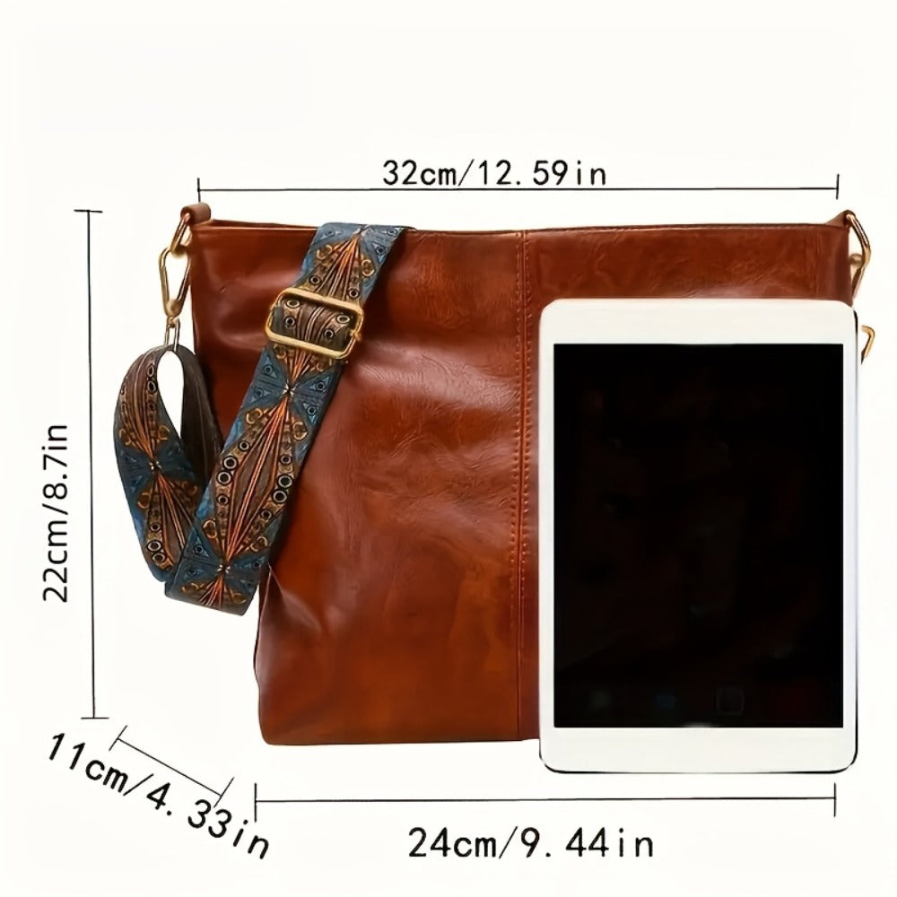 1pc Bohemian Geometric Strap Hobo Bag, Large Capacity Ethnic Crossbody Bag, Hamsa Hand/ Evil Eye Pendant, Women'S Retro Style Shoulder Bag For Best Birthday Gifts, Christmas And Valentine'S Day Gifts