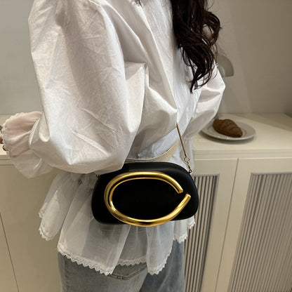 Women'S Evening Clutch with Golden Metal Handle And Removable Chain Shoulder Strap, Minimalist Acrylic Bag Perfect for Weddings And Parties, Designed with Magnetic Closure, Lining, Coin Pocket, And Photo Compartment