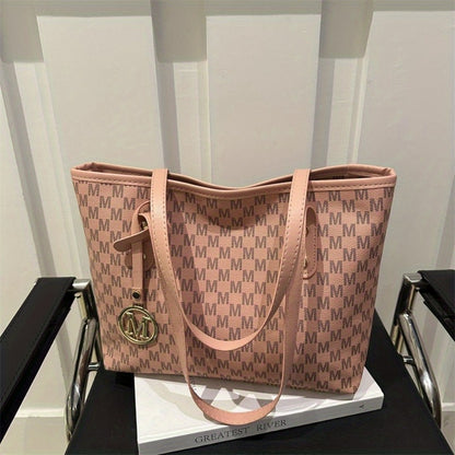 Light Luxury, Minimalist, Fashionable, High-End Texture, Design Sense, Tote Bag, Women'S Retro Checkered Pattern, Large Capacity Shoulder Bag