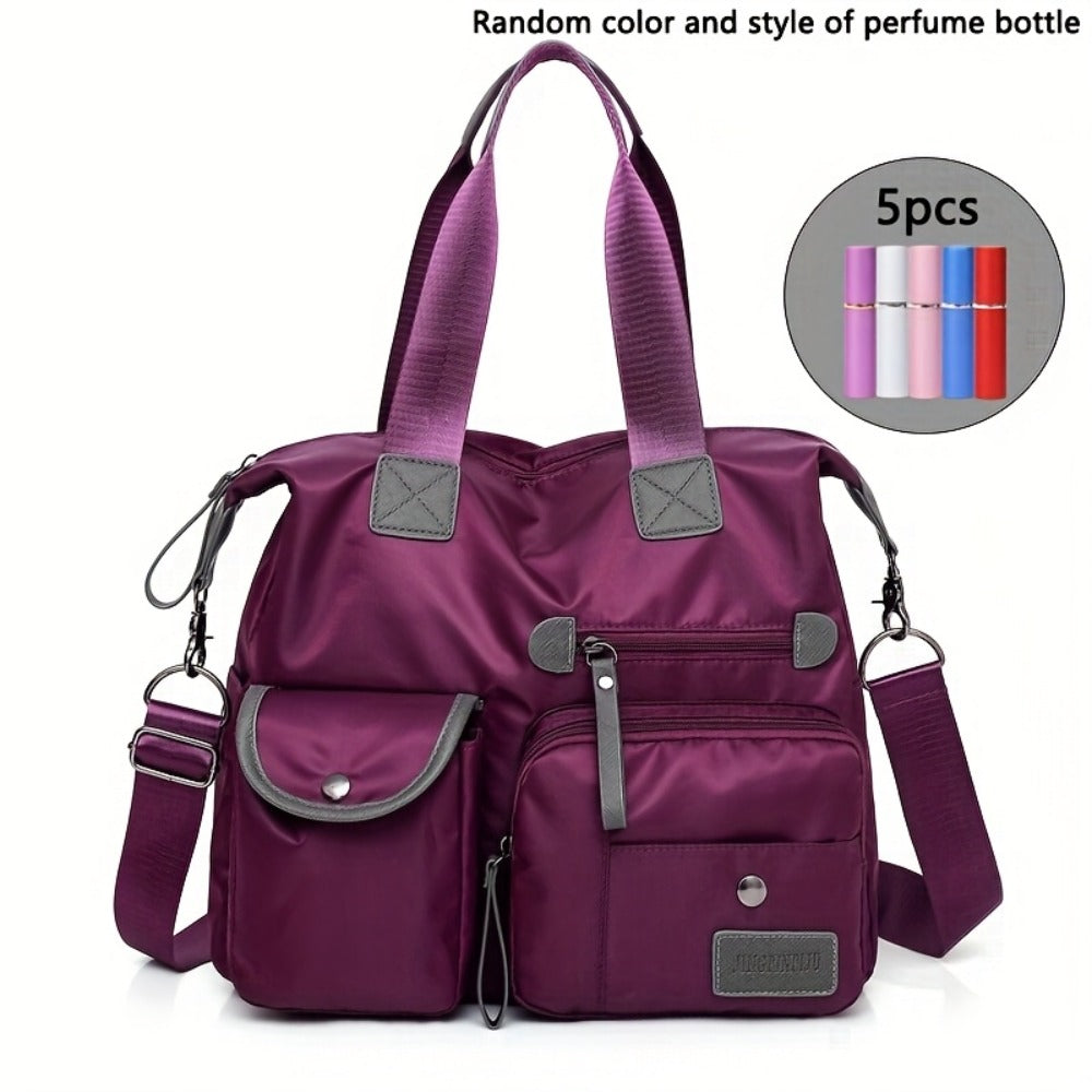 2025 New Fashion Large Capacity Handbag Casual Nylon Shoulder Cross, (with 2/5pcs Random Color Specification Perfume Bottle), Women's Backpack Cross, Women's Handbag, Handbag, Large Capacity Handbag Is Suitable for Christmas Gifts, Halloween Gifts