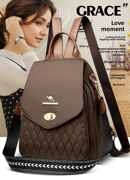 Trendy Urban Fashion Women'S Backpack - High-grade Texture And Pattern Design, Elegant And Practical, Golden Hardware Embellishment, Suitable For Commuting, Leisure, Travel, Ideal Holiday Gift