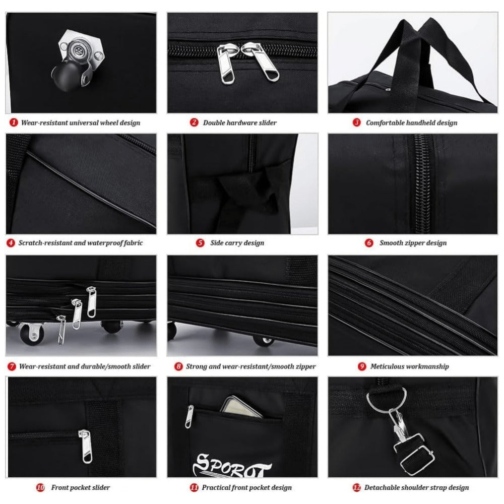 32'' Expandable Rolling Wheeled Duffle Bag Spinner Suitcase Foldable Luggage Expandable Black Blue Green Lattice