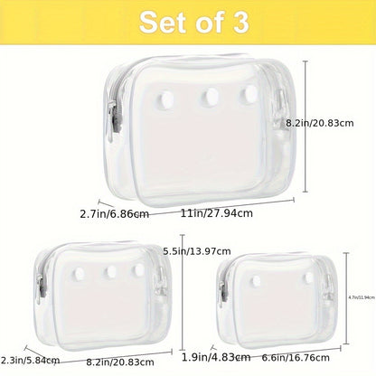 3 Packs Clear Beach Tote Bag with 2 Pack Insert Hooks Additions for Beach Bags Travel Makeup Clean Toiletry Brush Organizer Cosmetic Divider Storage Inner Pouch
