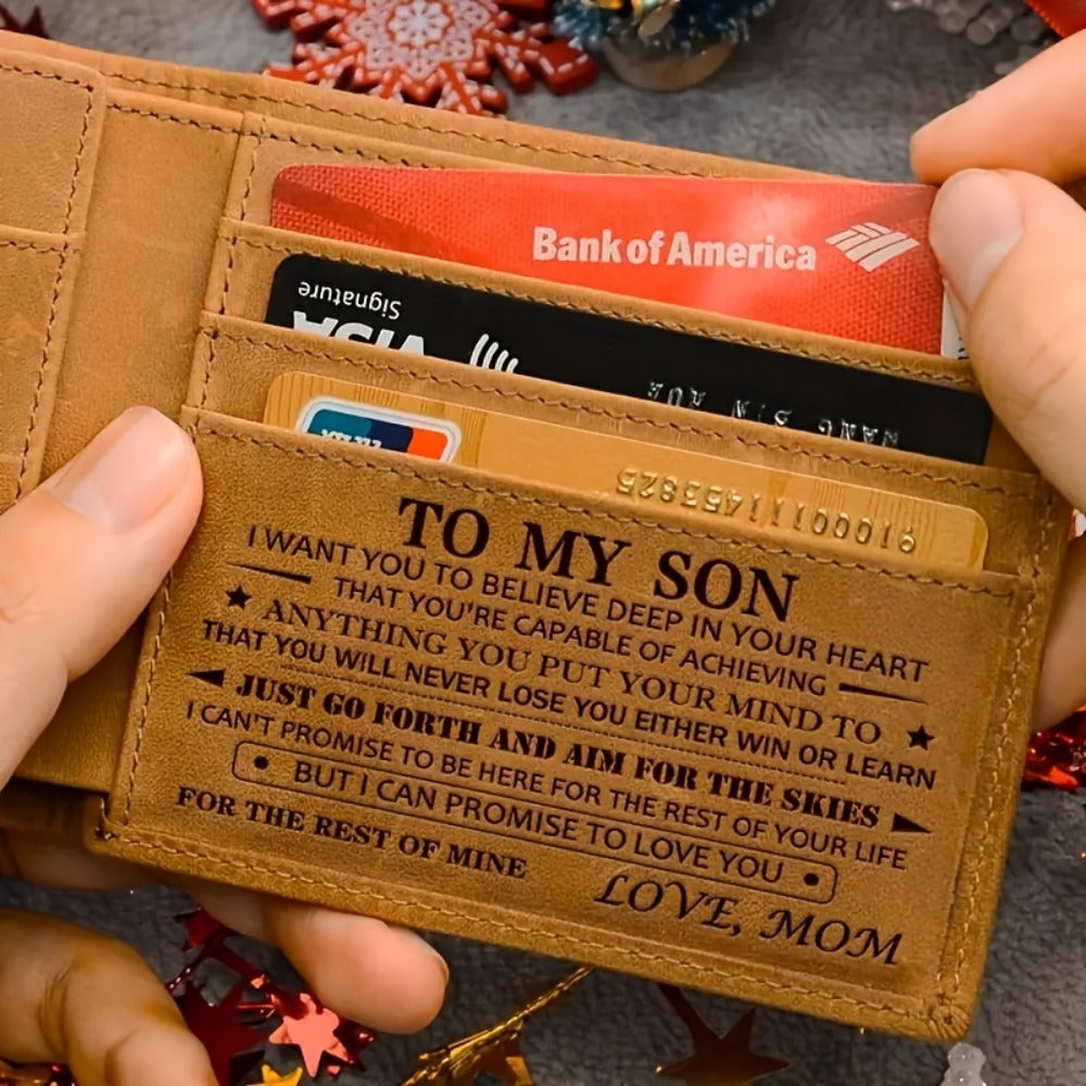 Genuine Faux Leather Front Pocket Wallet, Ultra-thin Wallet, Minimalist Credit Card Wallet with RFID Protection Function, Gift (from Mom to Son), Christmas Gift, Gift for Son, Men's Gift
