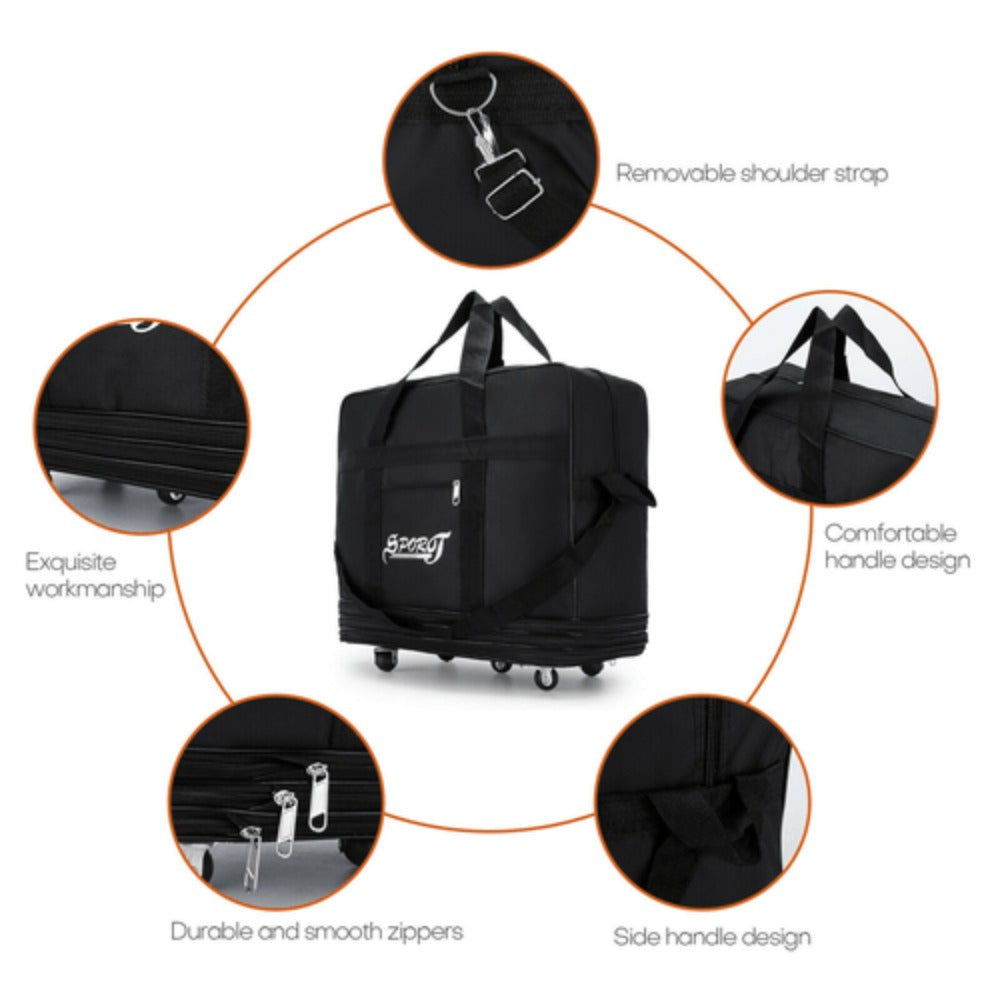 Large Expandable Wheeled Duffle Bag Foldable Rolling Travel Suitcase 32" 42"
