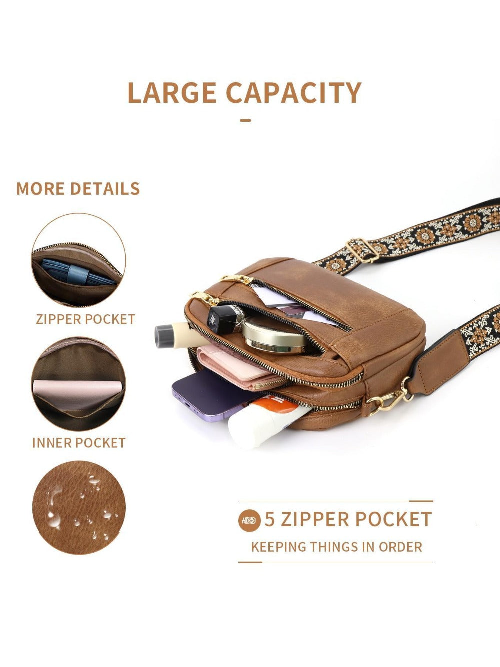 Bohemian Crossbody Purse for Women, Small Boho Style Crossbody Bags Trendy Vegan with Adjustable Shoulder Strap, Women's Shoulder Bag, Handbag, Vintage Design, Lightweight & Spacious, Perfect for Daily Use