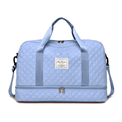 Lightweight Argyle Pattern Travel Bag, Large Capacity Luggage, Portable Overnight Bag