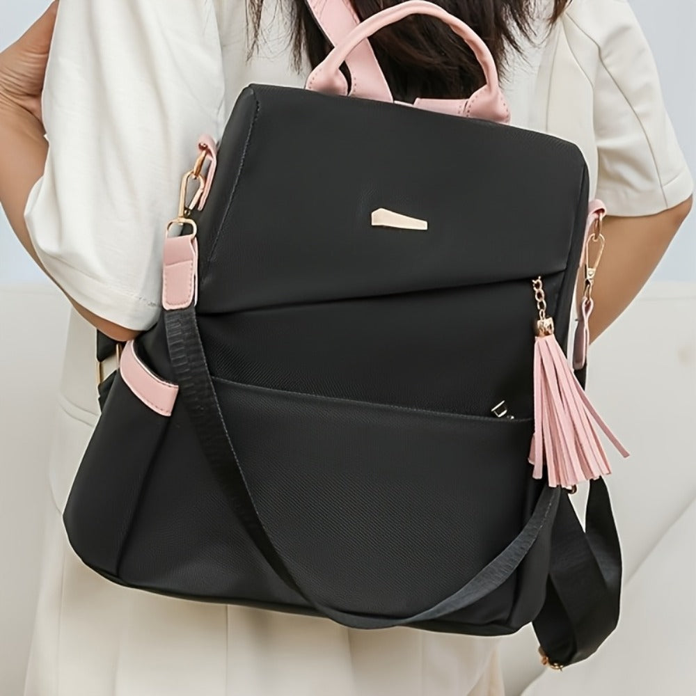 Simple Solid Color Shoulder Bag Female New Fashion Travel Backpack Dual-use s Large-capacity Leisure Female Schoolbag Backpack Purse for Women