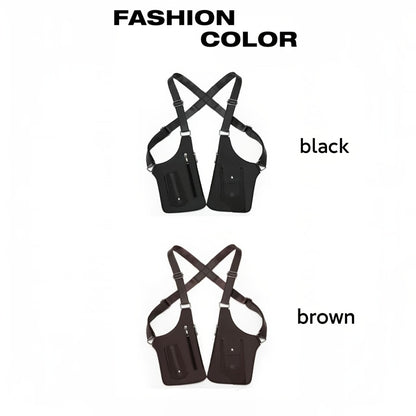 Men'S Retro Shoulder Strap Underarm Shoulder Bag, Multi-Functional Lightweight Backpack, Outdoor Mobile Phone Bag, Outdoor Vest Bag, Multi-Functional Vest Bag, Black Vest Bag, Brown Vest Bag