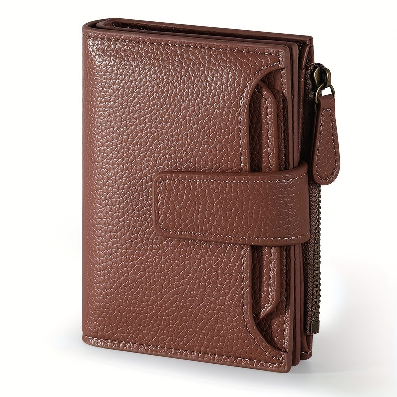 Compact Bifold Wallet for Women Featuring RFID Blocking, Made of Soft Faux Leather, Includes a Zippered Coin Pocket And Four ID Slots, Designed As a Small, Slim Minimalist Purse