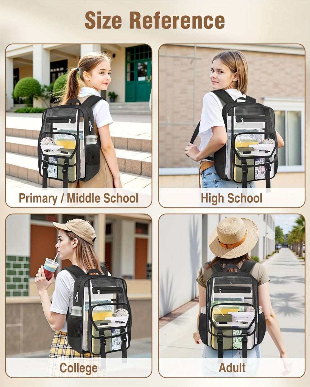 Travel Backpack – PVC, Clear, Transparent, Large Capacity | Bag Vero – detail view 15