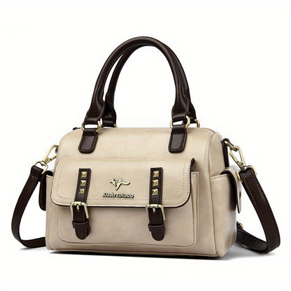 Women's Large Capacity PU Handbag & Crossbody Bag with Multi-Layer Pockets - Retro Style Handbags Suitable for Travel,, Shopping - Burgundy// - Zipper Closure & - Ideal Gift