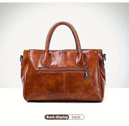 Women'S Vintage Large Capacity Hand Tote Bag - Single Shoulder Design with Detachable Straps, Perfect for Everyday Use