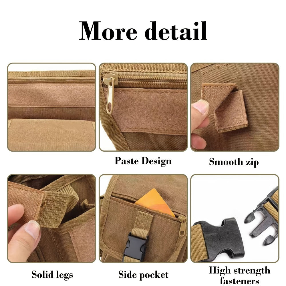 1x Multifunctional Cycling Outdoor Leg Bag - Oxford High Quality 9000D Fabric Tactical Waist Bag with Multilayer Pockets Adjustable Elastic Straps Quick Access for Outdoor Use (Black/Army Green/Khaki, 30x15x13cm/11.8x5.9x5.1in)