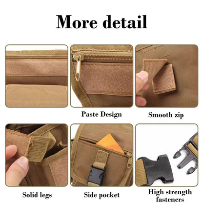 1x Multifunctional Cycling Outdoor Leg Bag - Oxford High Quality 9000D Fabric Tactical Waist Bag with Multilayer Pockets Adjustable Elastic Straps Quick Access for Outdoor Use (Black/Army Green/Khaki, 30x15x13cm/11.8x5.9x5.1in)