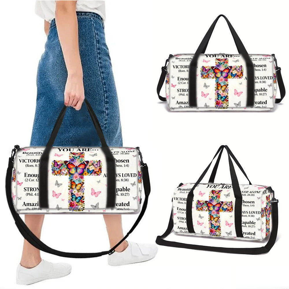 Bible Encourage Yourself Prints Machine Washable for Gym Large Capacity with Side/ Inner Pockets Unisex Fitness Yoga Bag - Durable Polyester Suitcase-Fixable Travel Daily Use (Great Gift) Adjustable Strap