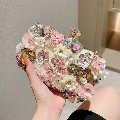 Flower bag single shoulder crossbody bag cheongsam bag fairy hand-held bag banquet bag bridesmaid bride small square bag