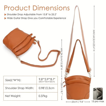 Premium Genuine Leather Crossbody Bag - Luxurious, Versatile, And Spacious with Ample Storage - Handbag Purse Cross Body Organizer Smart Phone Pockets