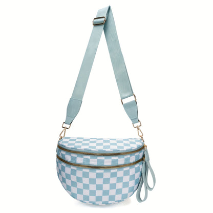 Women's PU Crossbody Bag with Plaid Design & Hands-Free Phone Use - Adjustable Strap Shoulder/Waist Bag, Spacious Zipper Closure, Suitable for Daily Use & Special Occasions, Urban Fashion Tote Compatible for Smartphones