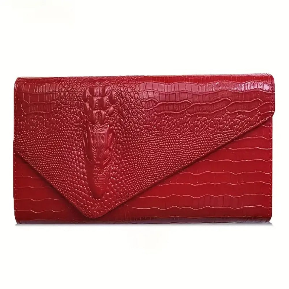 Stylish Golden Envelope Clutch Bag with Magnetic Closure, Spacious Design, Embossed Pattern, Trendy Shoulder Chain Crossbody Purse for Women