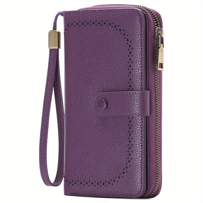 Wallets for Women, RFID Blocking Large Capacity Wristlet Clutch with 45 Card Slots & Zipper Pocket, Detachable Strap Handbag, Gift for Office Workers & Travelers