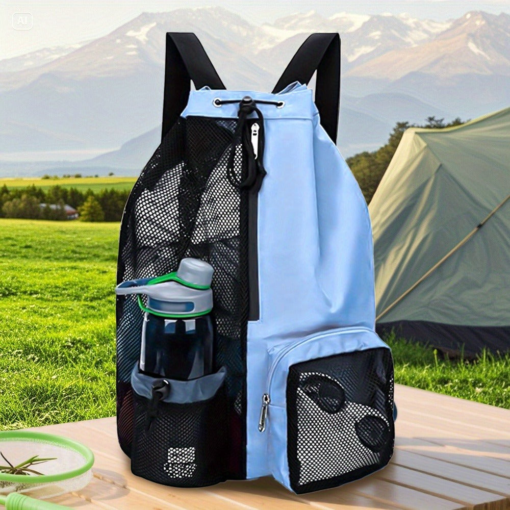 High Quality Winter Lightweight Travel Bag (Comes with Drip Bag), 6.6gallon Foldable Lightweight Nylon Backpack with Wet Bag And Zipper - Adjustable Shoulder Strap, Available In 2 Colors: Black, Light Blue Multiple Compartments to Choose From