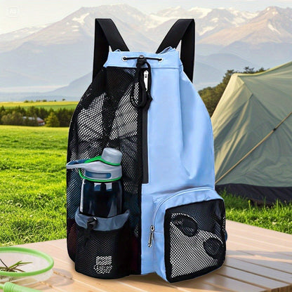 High Quality Winter Lightweight Travel Bag (Comes with Drip Bag), 6.6gallon Foldable Lightweight Nylon Backpack with Wet Bag And Zipper - Adjustable Shoulder Strap, Available In 2 Colors: Black, Light Blue Multiple Compartments to Choose From