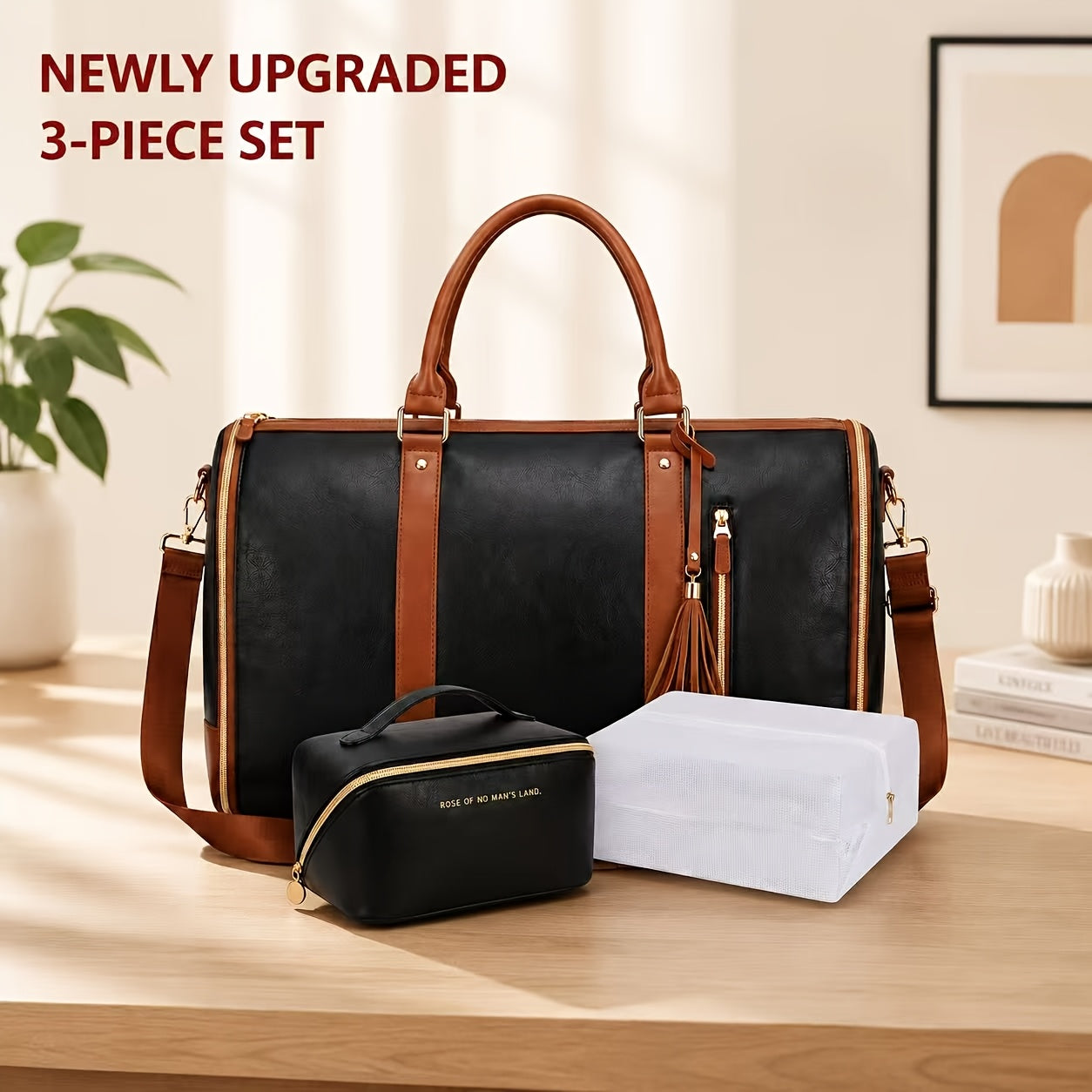 Convertible Garment Bag with Shoulder Strap, 4-In-1 Nylon Suit Travel Bag, Foldable Storage for Business Trips