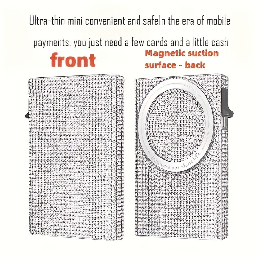 Chic And Sleek, This Diamond-Patterned Magnetic Wallet Is Ideal for Credit Card Users, Featuring RFID Protection for Added Security