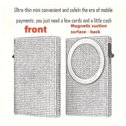 Chic And Sleek, This Diamond-Patterned Magnetic Wallet Is Ideal for Credit Card Users, Featuring RFID Protection for Added Security