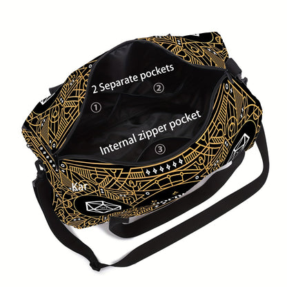 Large Capacity Lightweight Gym Bag - Heavy-Duty Polyester Duffel with Golden-Tone Hardware, Beige/Black/White/Gray/White Color Options, Unisex Fitness & Travel Bag for Men & Women, Spacious Main Compartment & Front Pocket, Durable Reinforced Edges, Ideal