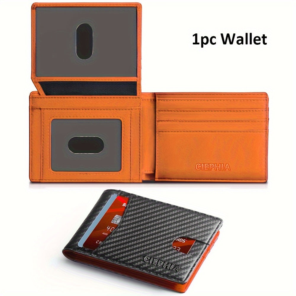 Men's Wallets Slim Bifold RFID Blocking Card Holder with 2 ID Window, Credit Card Holder 2 Deep Cash Pocket Money Bags Gifts for Him