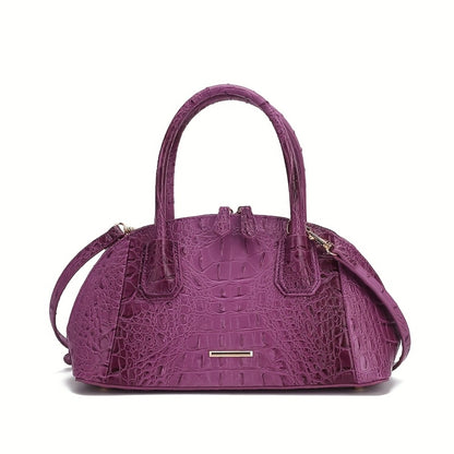 Luxurious Crocodile Print Top Handle Satchel Bag - Stylish Crossbody Design, Spacious Interior, Magnetic Snap Closure, Adjustable Shoulder Strap - Women'S Fashion Handbag, Boston Purse, Perfect for Work, Travel, And Daily Use