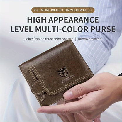 BULLCAPTAIN Leather Large-capacity Men's Wallet Driver's License Retro Leather Wallet Multi-card Position Thickened Credit Card Wallet Fashion Wallet Large-capacity Card Bag, Ideal Gift for Men The Most Valuable Gift for Christmas And Thanksgiving