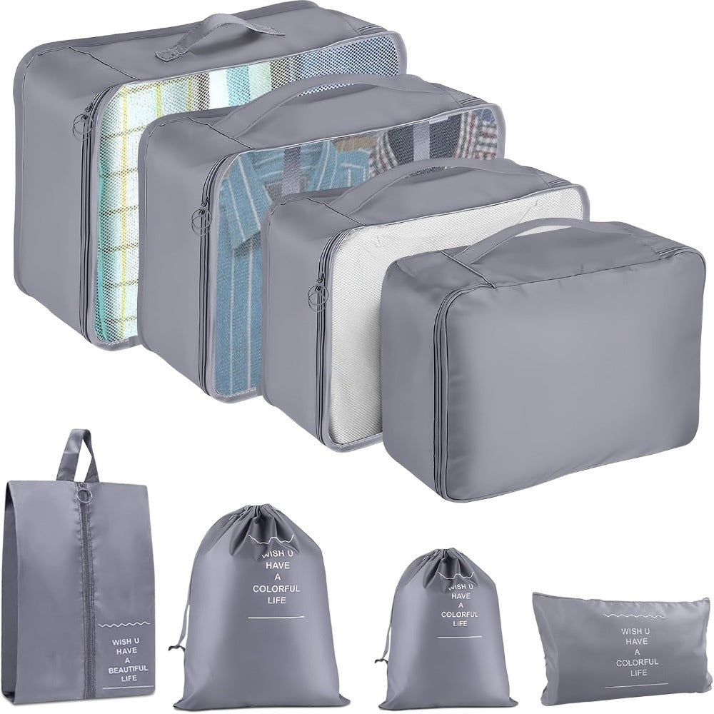 8pcs Set Packing Cubes for Suitcase, Packing Cubes for Carry On Suitcases, Luggage Organizer for Travel Essentials, Large Mesh Luggage Bag for Suitcases